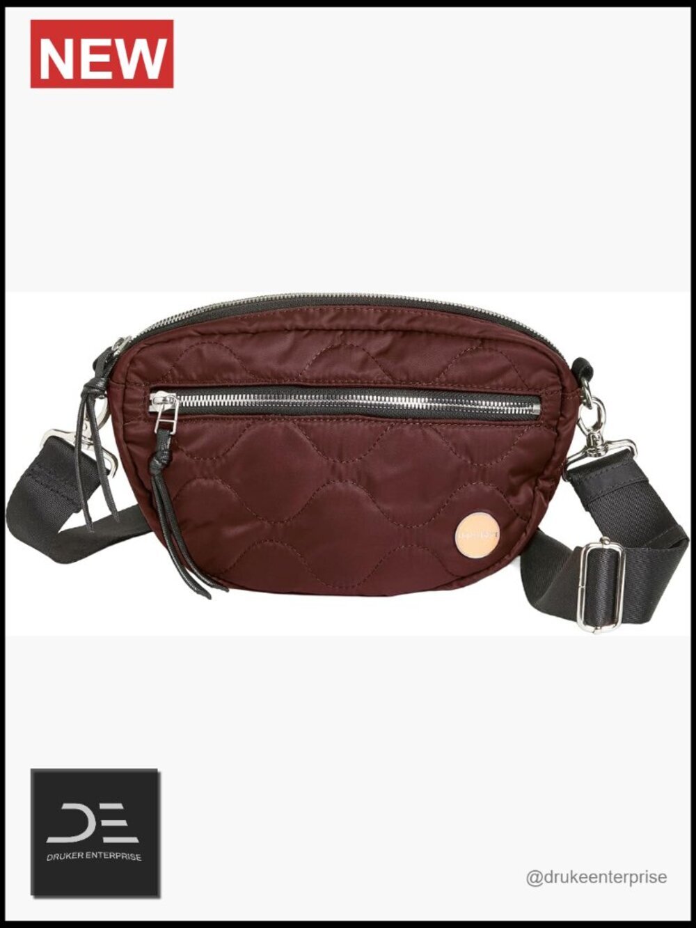 Nylon Wave Quilted Crossbody Bag with Adjustable Strap